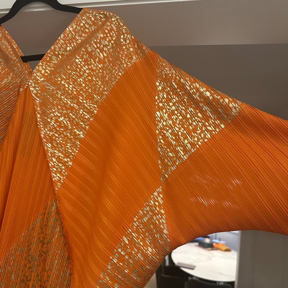 NWOT KATE HEWKO - Orange / Gold Leopard Geometric Glam Dress -One Size Fits Most - Picture 11 of 16